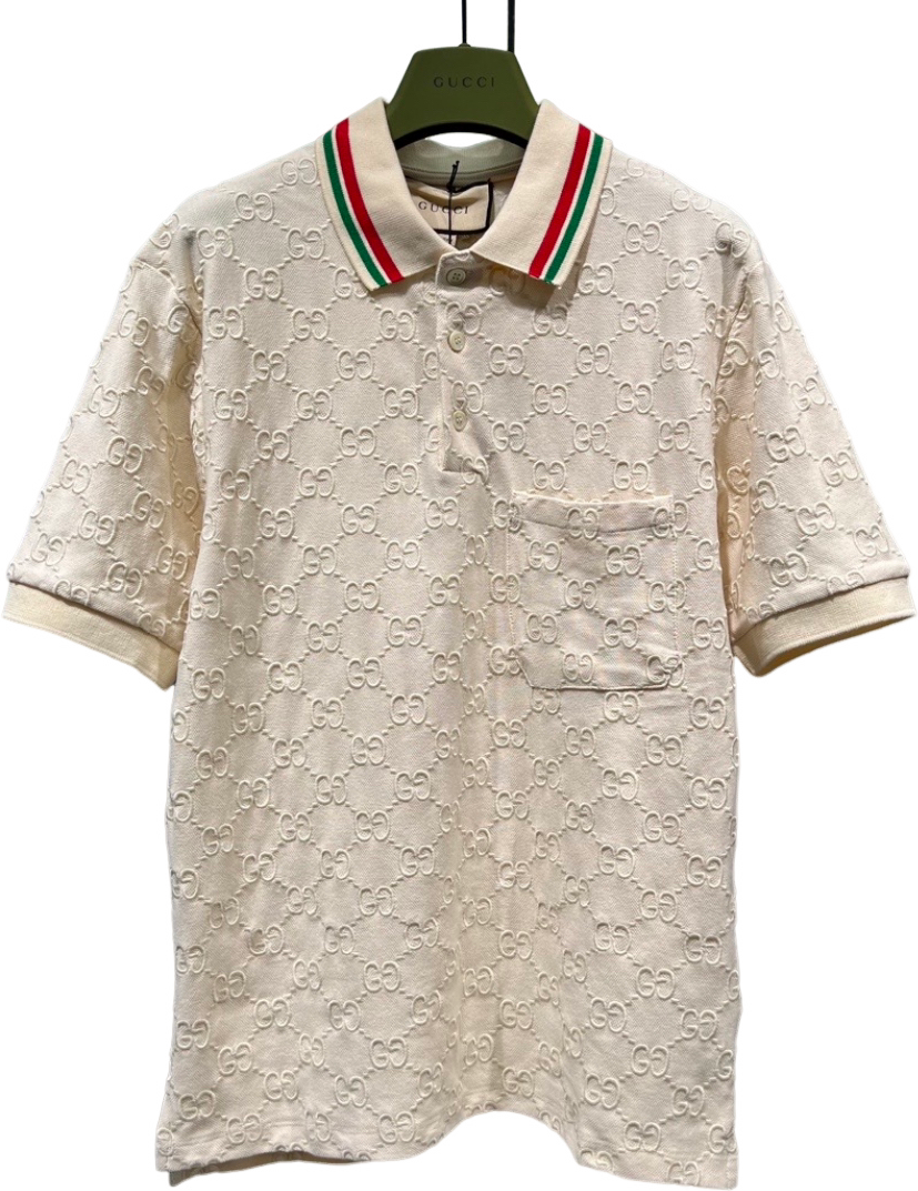 Été Lisse Polo Monogramme GG Motif All Over Blanc Cassé