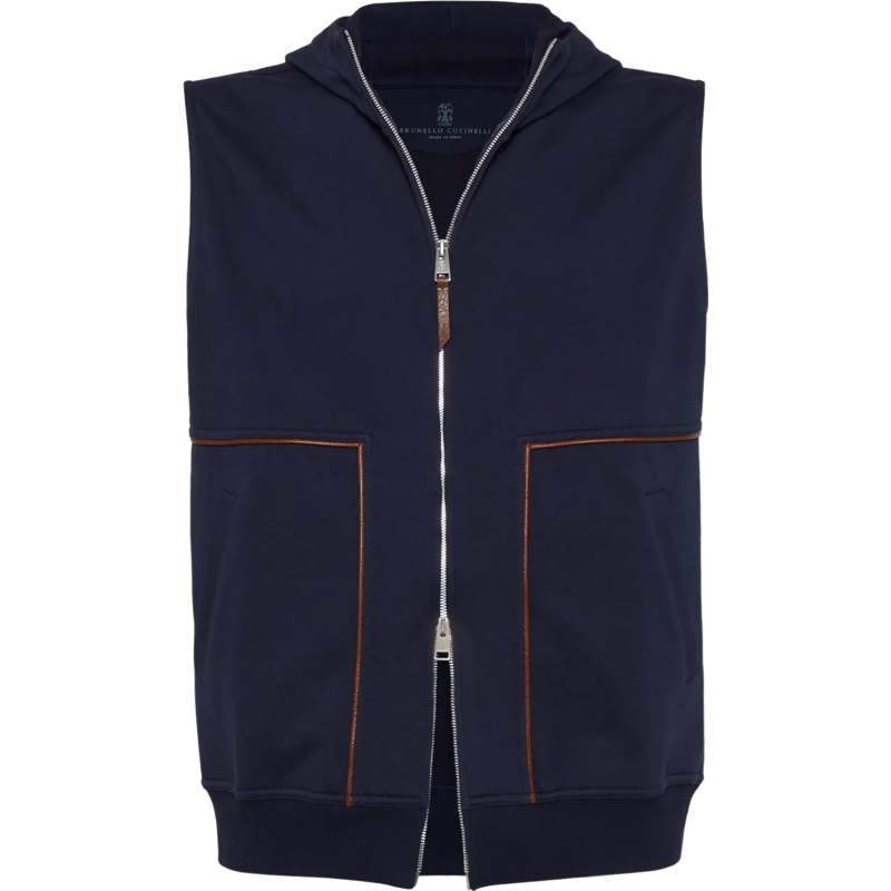 Gilet sans manches bleu marine avec détails contrastants