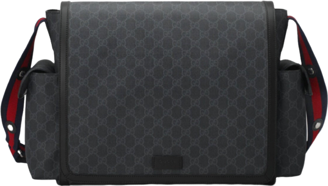 Sac Été Lisse GG Supreme Messenger Noir avec Sangle Rayée