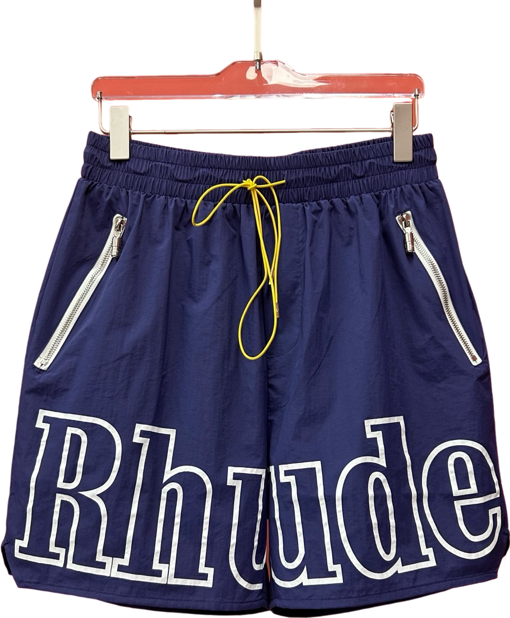 Short de bain Rhude bleu marine avec logo texturé
