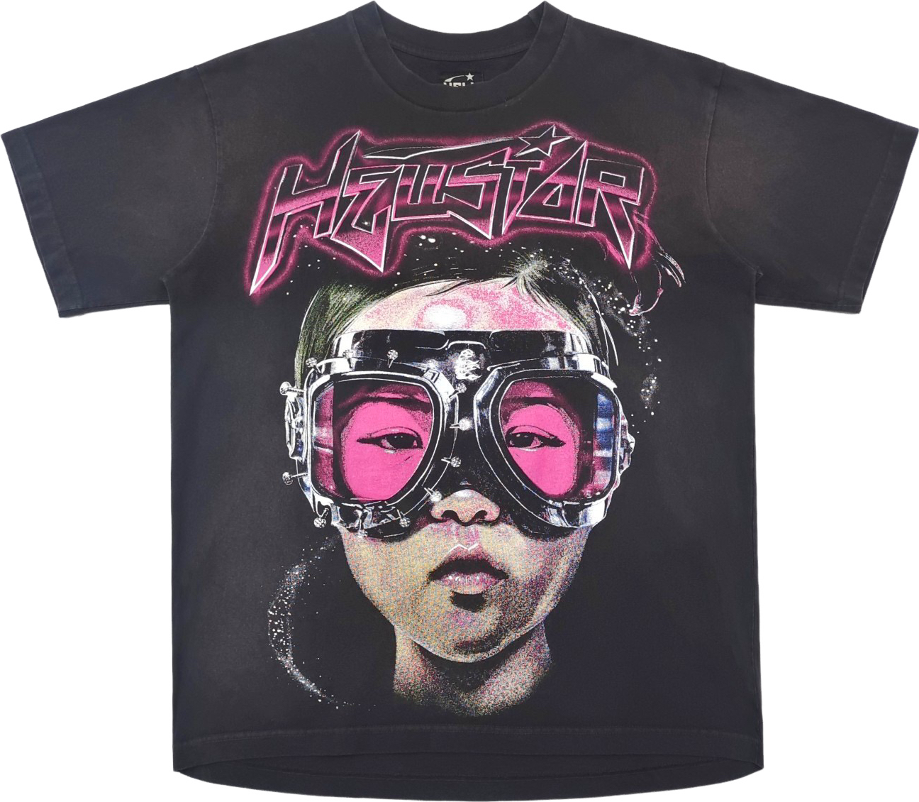 T-shirt Hystar Graphic Oversized Rose Fluo et Noir