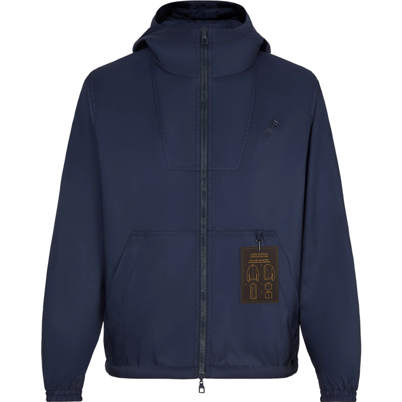 Veste Coupe-vent Capuche Bleu Marine avec Patch