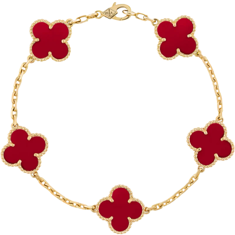 Bracelet Van Cleef & Arpels Alhambra Or Jaune Cornaline Rouge