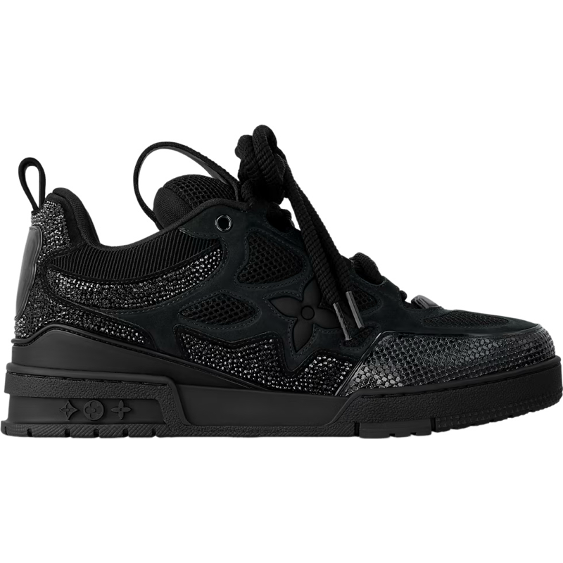 Sneaker Luxury Noir Pailleté avec Détails Texturés