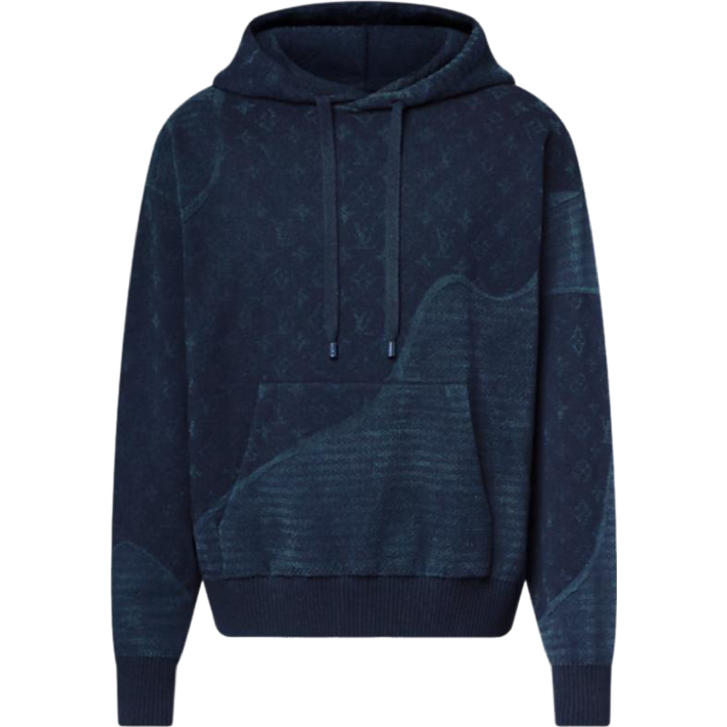 Pull à Capuche Bleu Marine Délavé Style Luxe