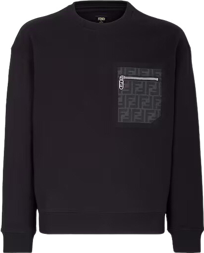 Fendi Sweatshirt Noir avec Poche Zucca