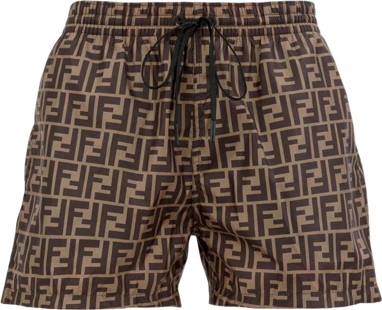 Fendi Short de Bain Monogram FF Marron