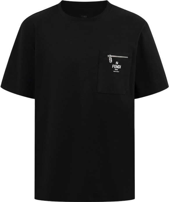 T-shirt Fendi Noir avec Poche Poitrine Logo