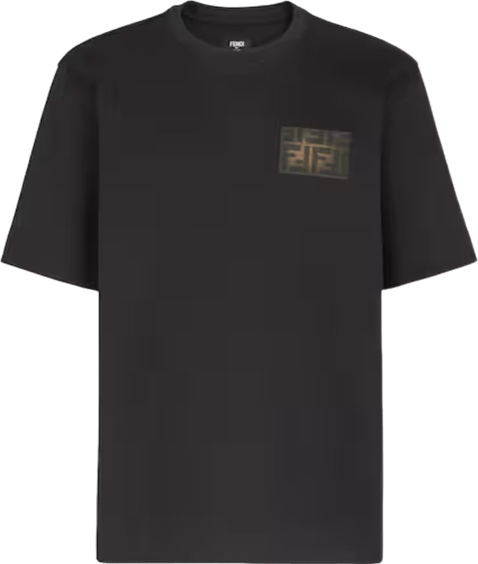 Fendi T-Shirt Noir avec Logo FF Monogram