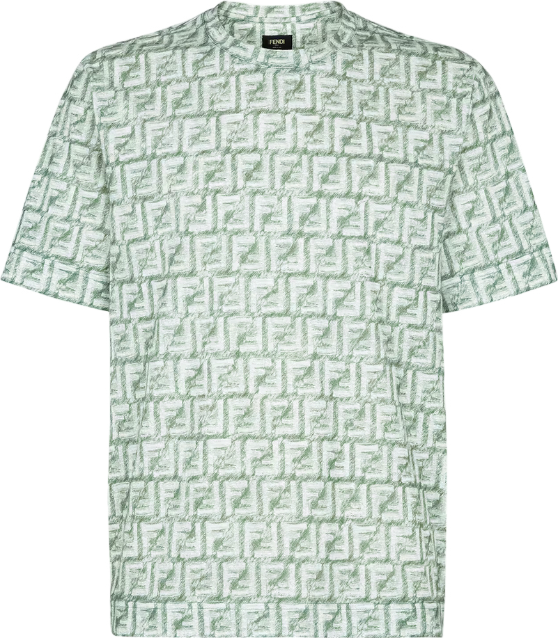 Fendi T-shirt Monogram FF Jacquard Vert Pastel