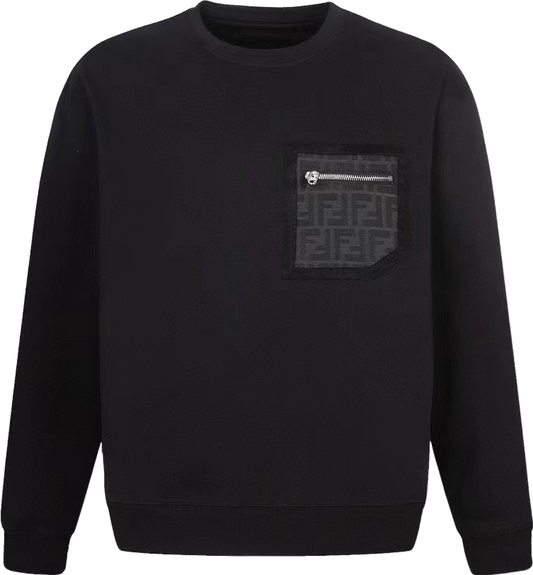 Fendi Sweatshirt Noir Poche Zippée Monogram FF