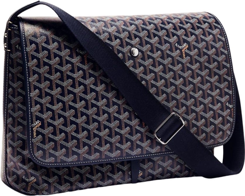 Sac Goyard St. Louis Messenger Toile Chevron Bleu Marine