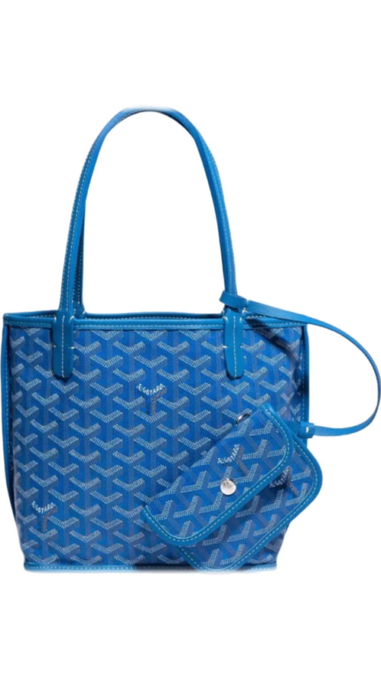 Sac Goyard Tote PM Toile Chevron Bleu