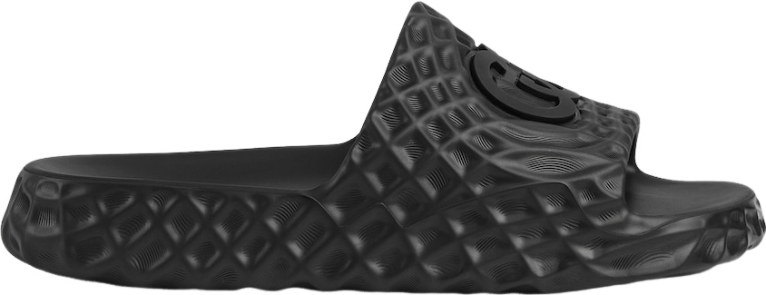 Sandale de bain texturée noire avec motif géométrique