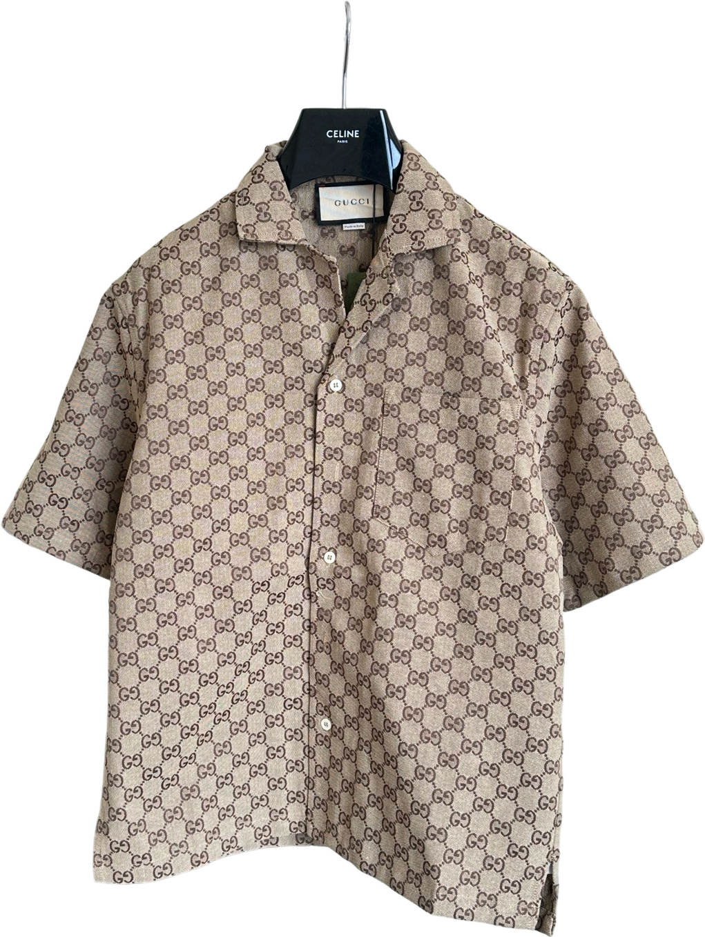 Chemise Gucci Monogram GG Manches Courtes Beige