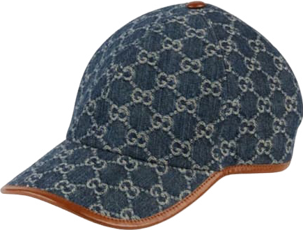 Casquette Gucci GG Supreme Denim et Cuir Marron