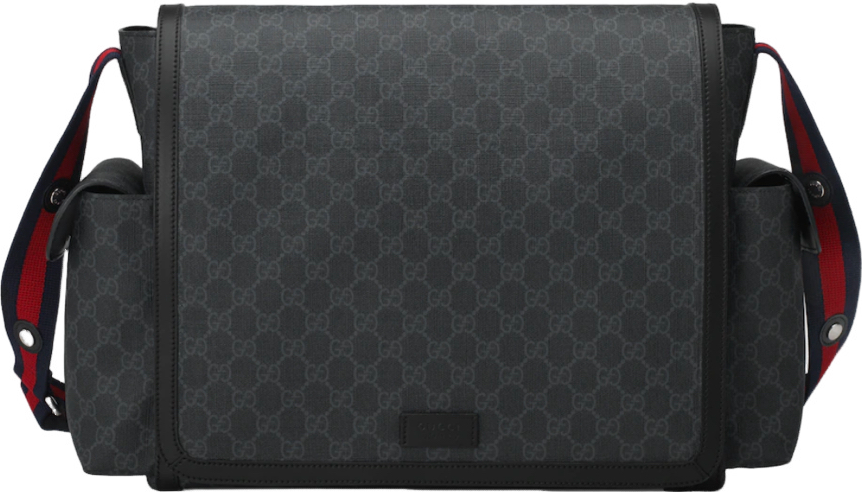 Gucci Sac Messenger GG Supreme Canvas Noir avec Sangles Rouges