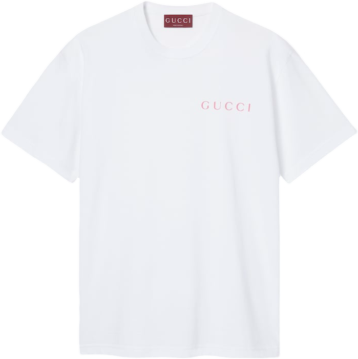 Gucci T-Shirt Blanc Logo Rose