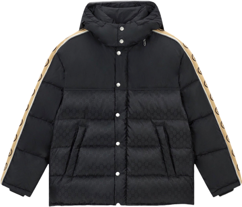Gucci Doudoune Matelassée Noir et Beige Rayures Web