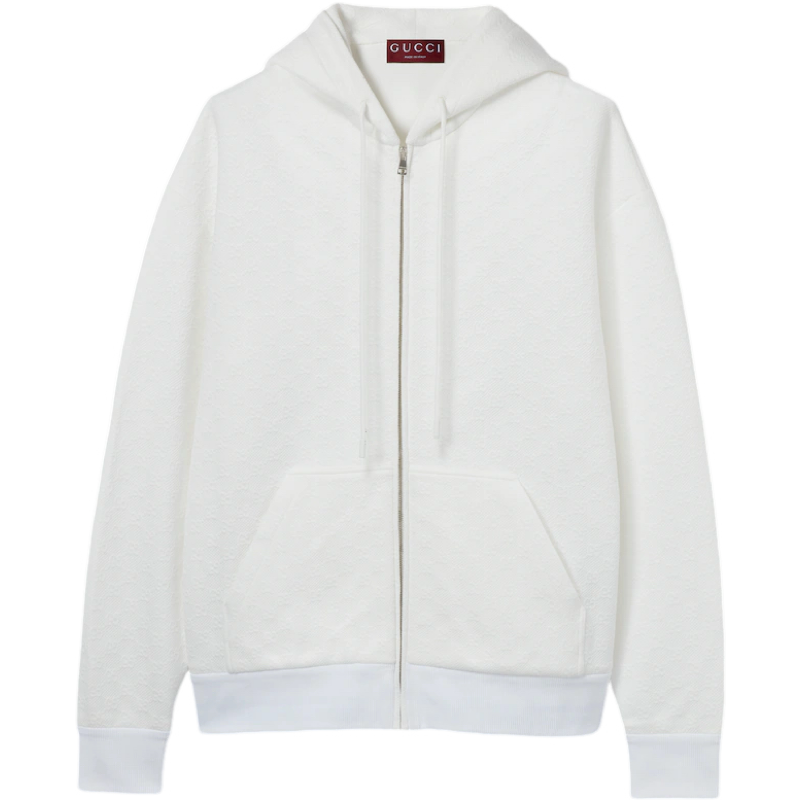 Gucci Sweatshirt à Capuche Zippé Blanc