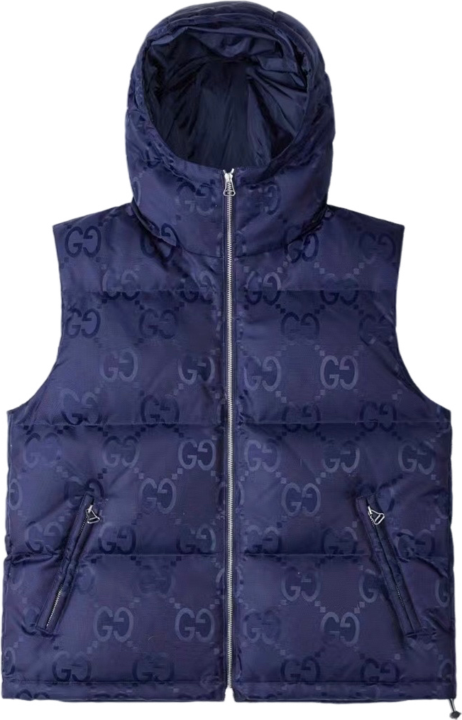 Gucci Gilet Doudoune à Capuche Monogramme GG