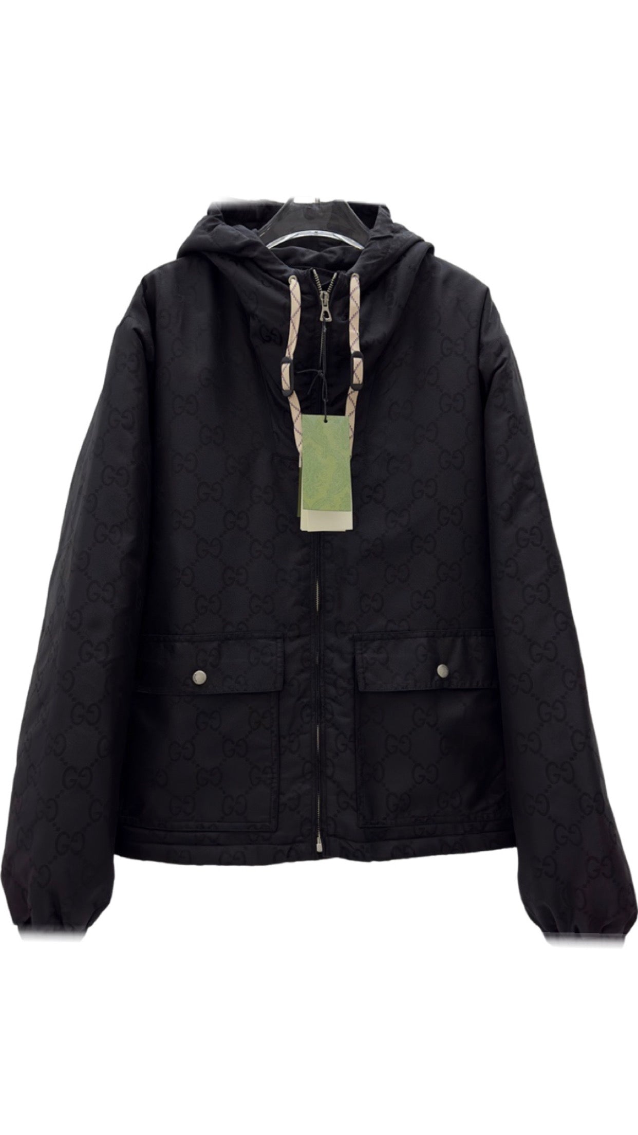 Veste Gucci GG Monogram Nylon Noir avec Capuche