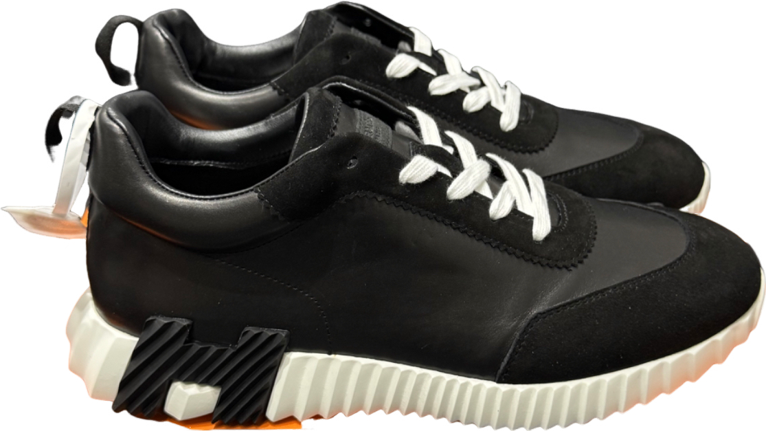 Baskets Hermès 327 Cuir Noir et Blanc