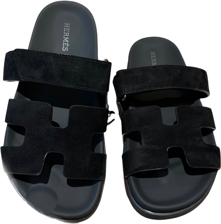 Hermès Chypre Sandales Daim Noir