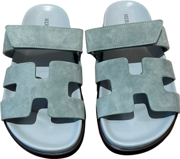 Sandales Hermès Chypre en Suède Gris Bleu