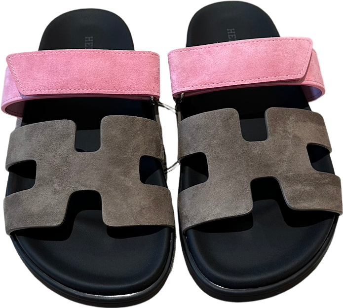 Sandales Hermès Oran Bicolores Rose et Taupe
