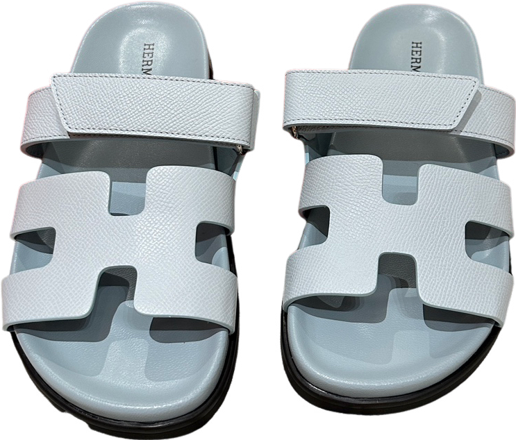 Hermès Chypre Sandal Cuir Blanc et Noir