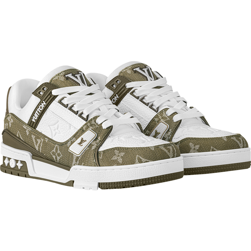 Sneaker Louis Vuitton LV Trainer Monogram Canvas Blanc et Kaki