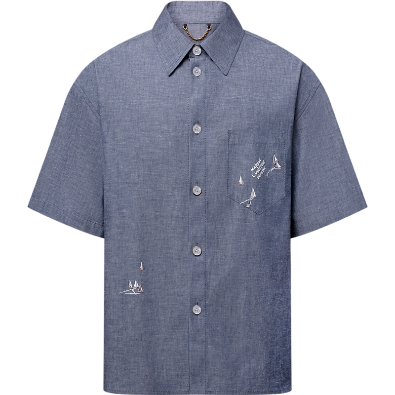 Chemise Louis Vuitton Manches Courtes Brodée en Chambray