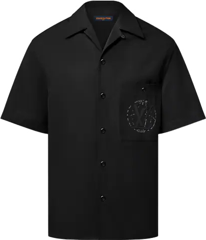 Chemise Manches Courtes Brodée en Coton Louis Vuitton