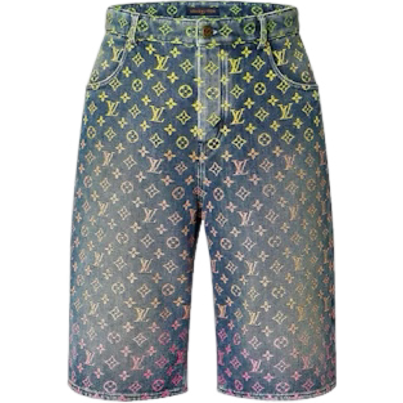 Short en Jean Monogram Arc-en-ciel Louis Vuitton Bleu