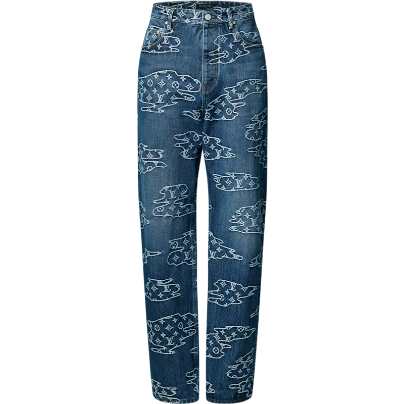 Pantalon Droit Monogram en Denim Louis Vuitton