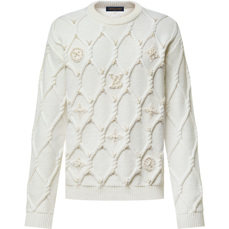 Pull Torsadé Ornementé en Laine Louis Vuitton