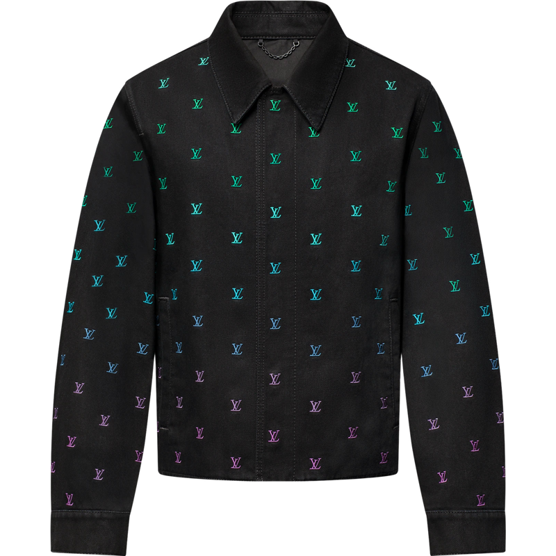 Blouson Sportswear Brodé Louis Vuitton Blason Gradient en Denim