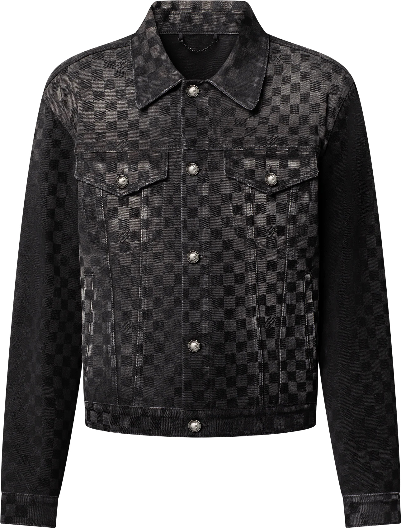 1ahbdy Tracksuit Flocked Damier Denim Trucker Jacket