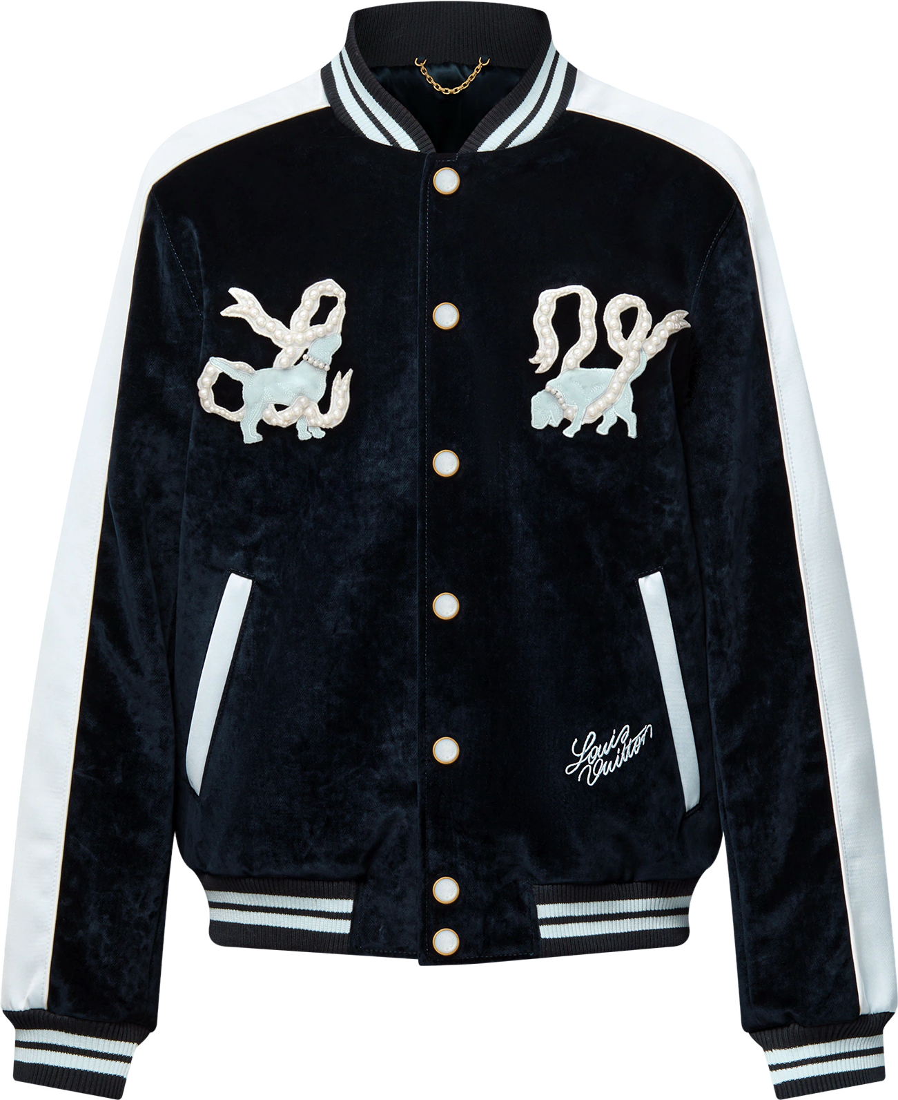 Blouson Souvenir en Velours Couleur Denim Louis Vuitton