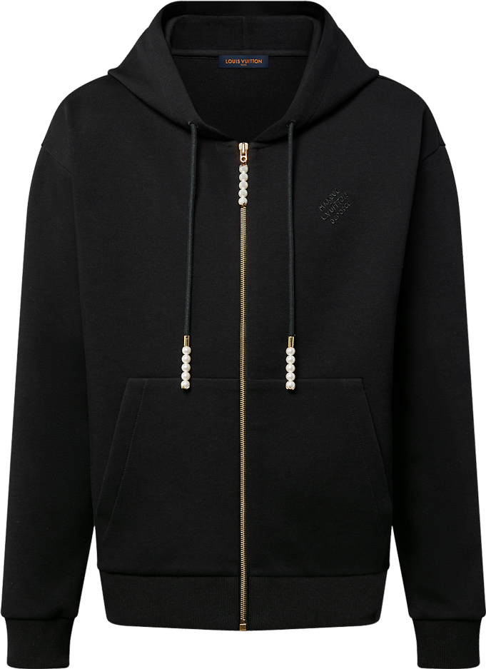 Sweat Zippé À Capuche en Jersey Brodé
