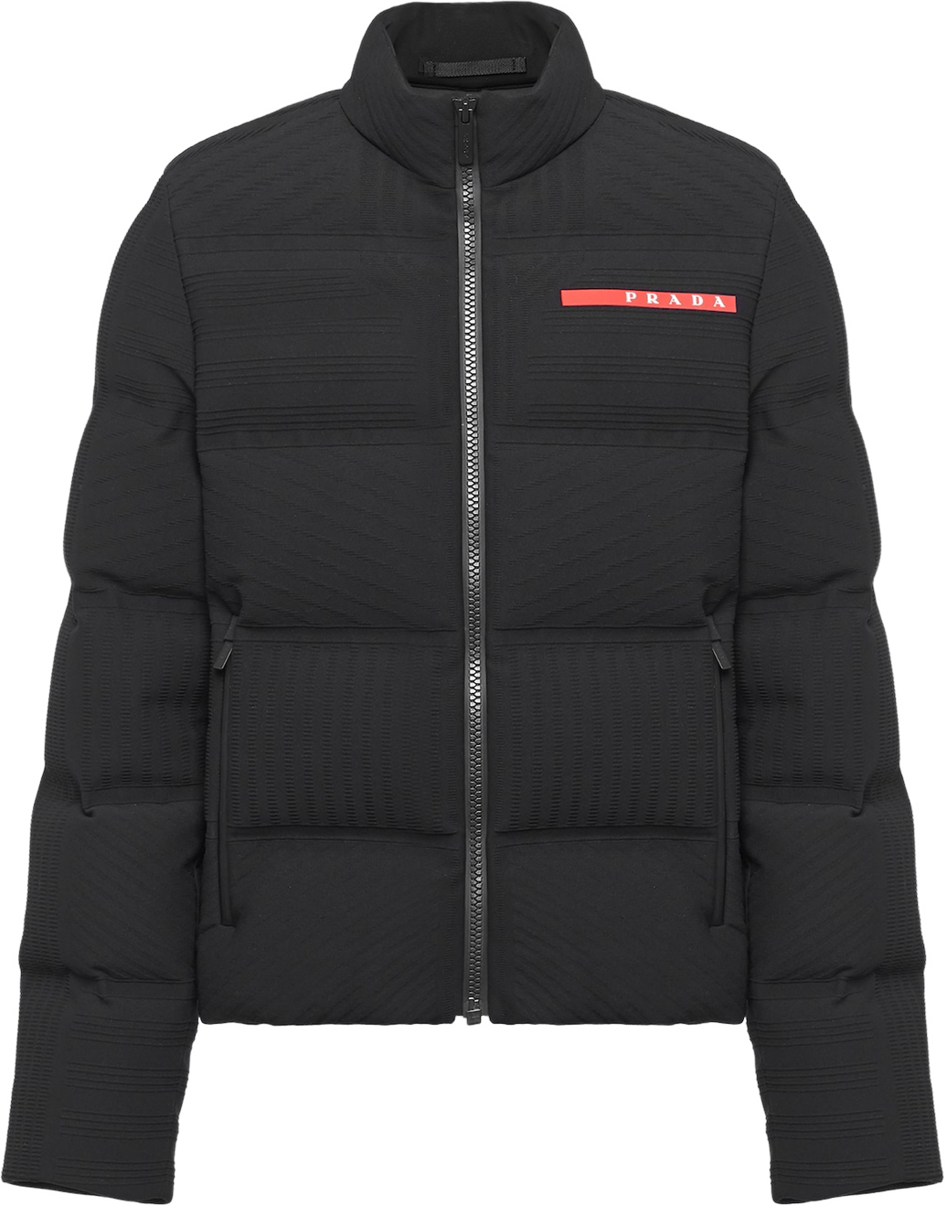 Black Cropped Technical Knit Puffer Jacket